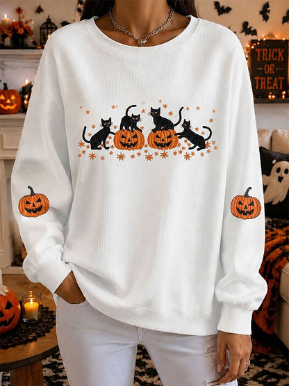 Women's Casual Halloween Print Pullover Sweatshirt