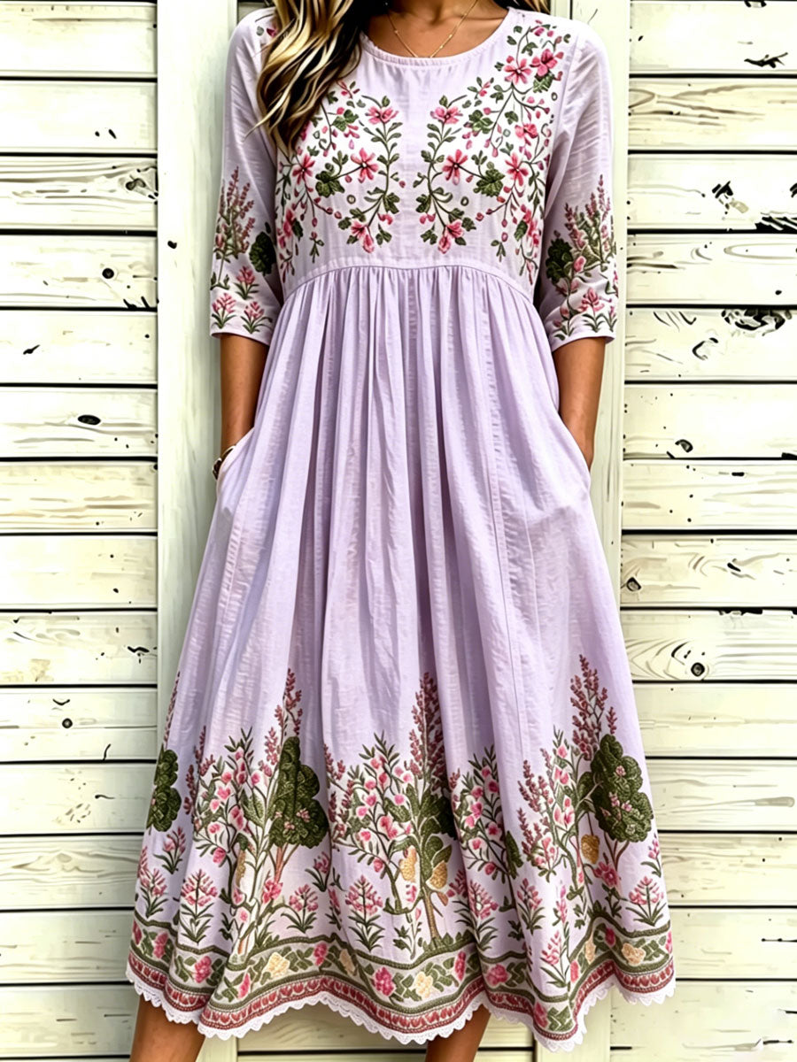 Women'S Casual Plant Flower Art Printed Art Dress