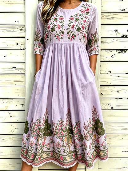 Women'S Casual Plant Flower Art Printed Art Dress