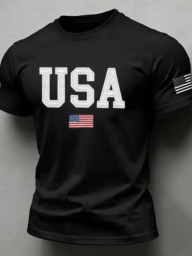 Men'S American Flag Independence Day Celebration Classic Pattern Short Sleeve T-Shirt