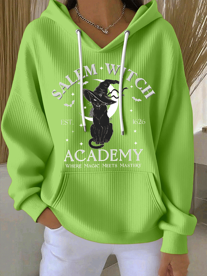 🔥HOT SALE🔥Women's Salem Witch Est. 1626 Academy Where Magic Meets Mastery Print Casual Hooded Sweatshirt