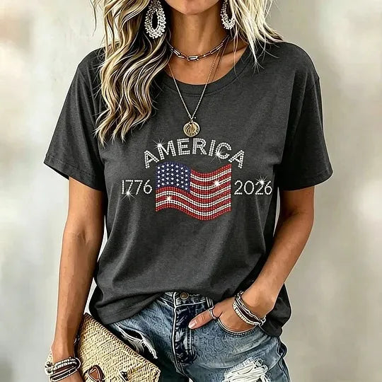 Women's Vintage Flag Art Print Tshirt