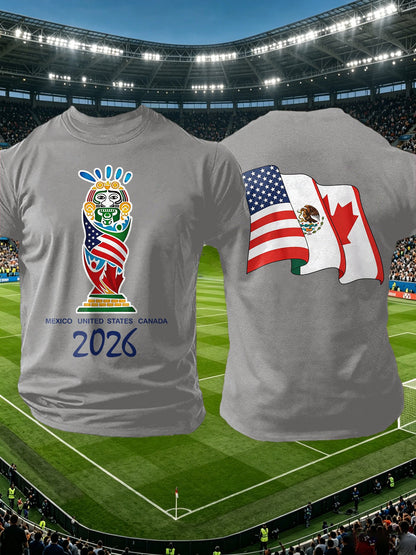 Men's Retro  2026 Soccer Mexico United States Canada Print T-Shirt