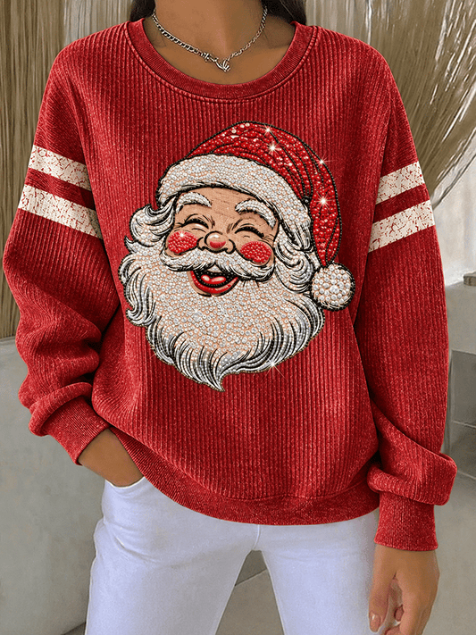 Women's Casual Printed Waffle Long-Sleeve Top
