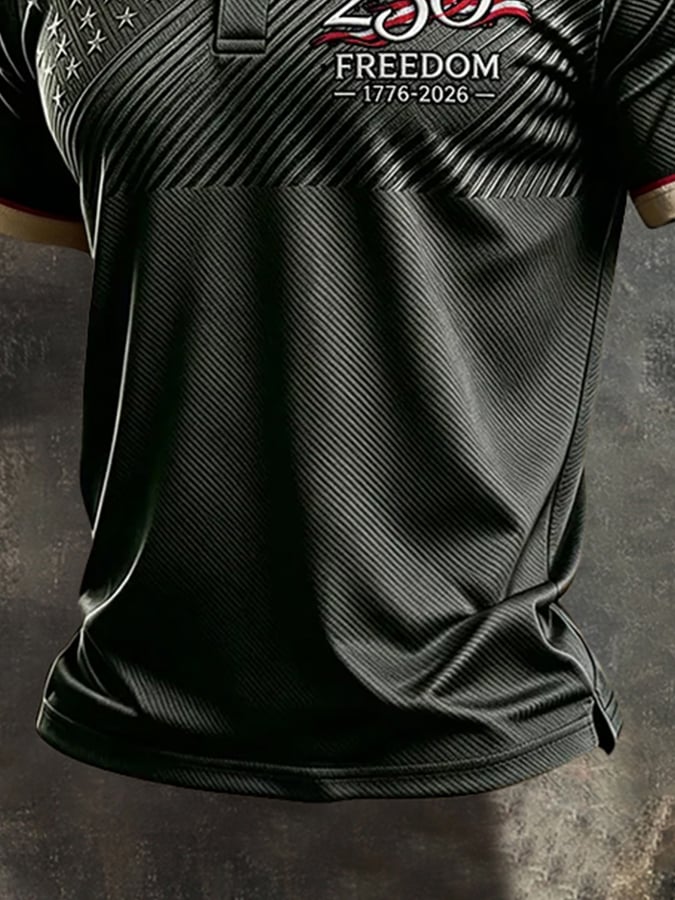 Men's Retro "Patriot" Color-Block Short-Sleeve Polo Shirt
