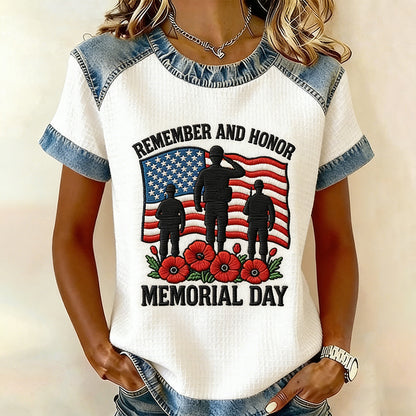 Women's Memorial Day Remember And Honor Soldiers Printed T-Shirt