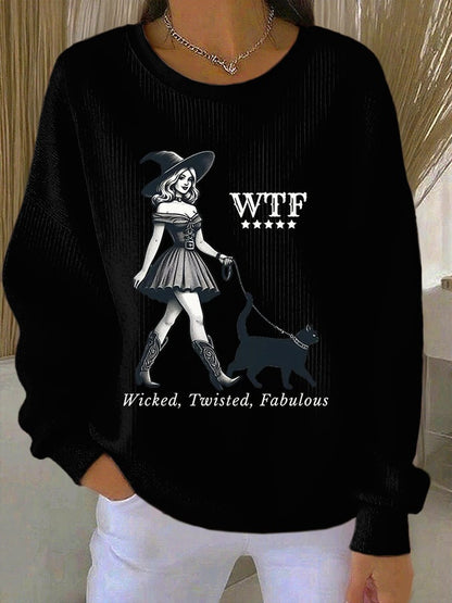 🔥HOT SALE🔥Women's WTF Wicked Twisted Fabulous Print Casual Sweatshirt