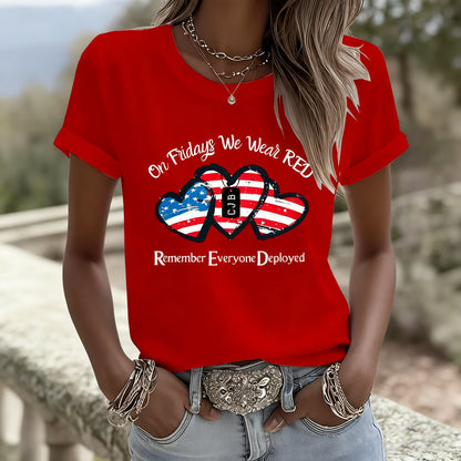 Women's On Fridays We Wear RED Print T-shirt