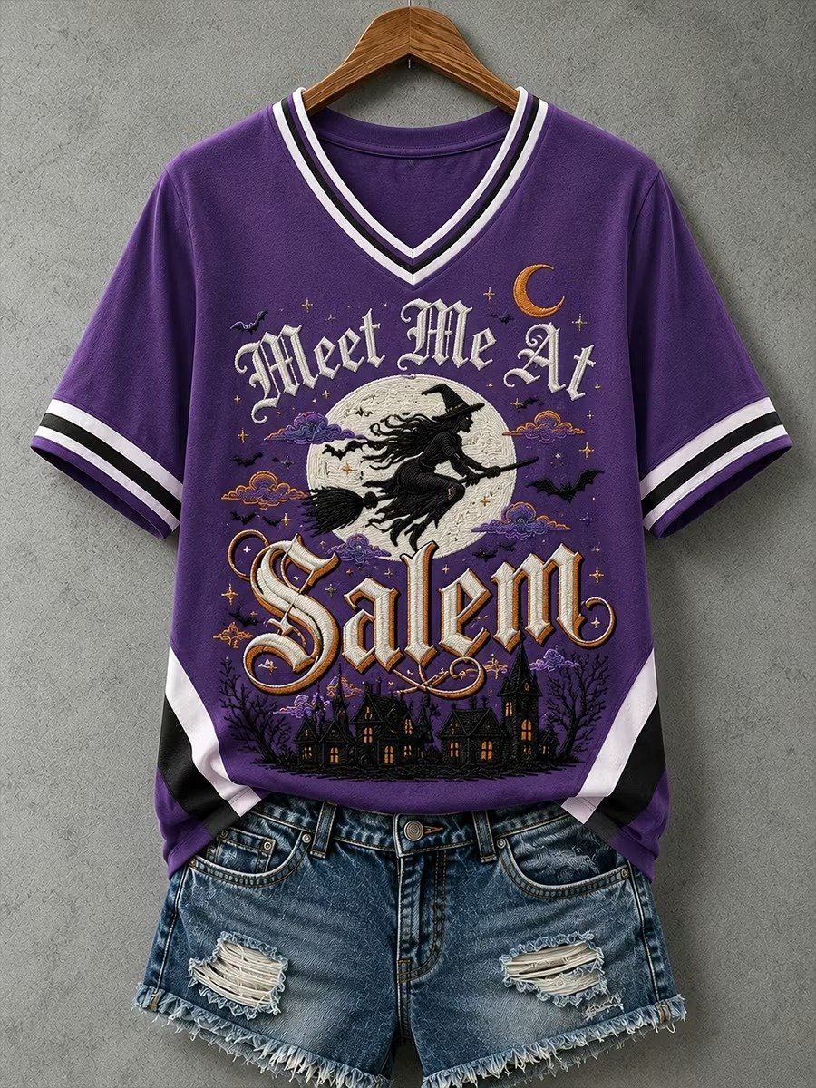 Meet Me At Salem Comfort Casual V-Neck T-Shirt