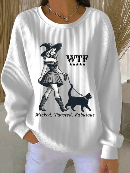 🔥HOT SALE🔥Women's WTF Wicked Twisted Fabulous Print Casual Sweatshirt