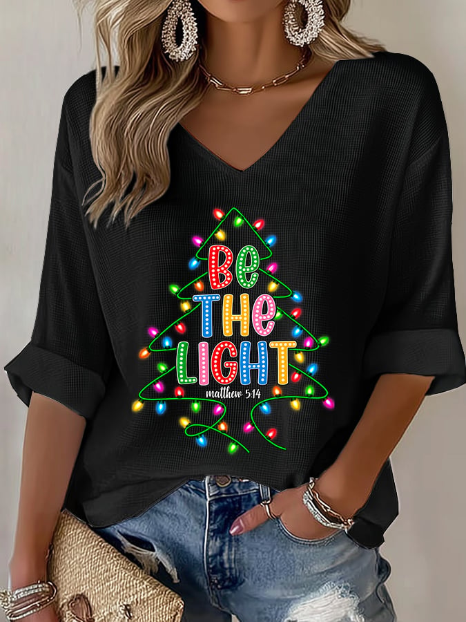 Women's Casual Printed Waffle Top