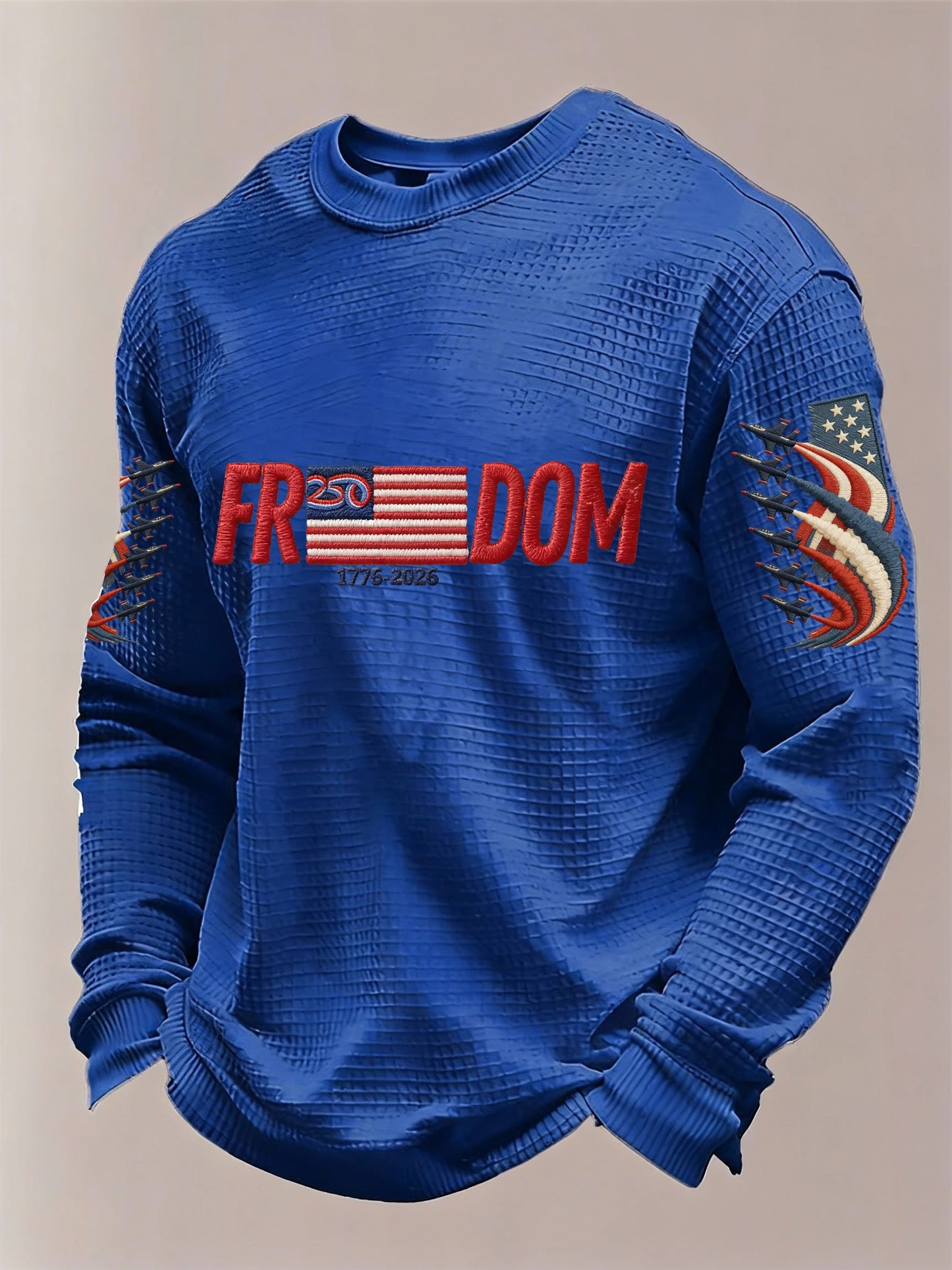 Men's American 250th Anniversary Print Waffle Knit Long-Sleeve T-Shirt