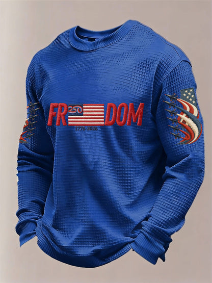 Men's American 250th Anniversary Print Waffle Knit Long-Sleeve T-Shirt