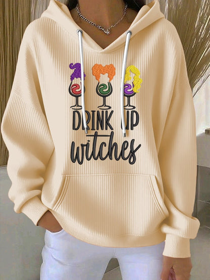 🔥HOT SALE🔥Women'S Drink Up Witches Print Casual Hoodie