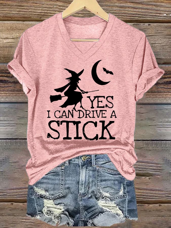 Women's Yes I Can Drive A Stick Print Casual T-Shirt