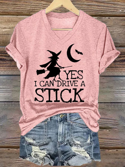 Women's Yes I Can Drive A Stick Print Casual T-Shirt