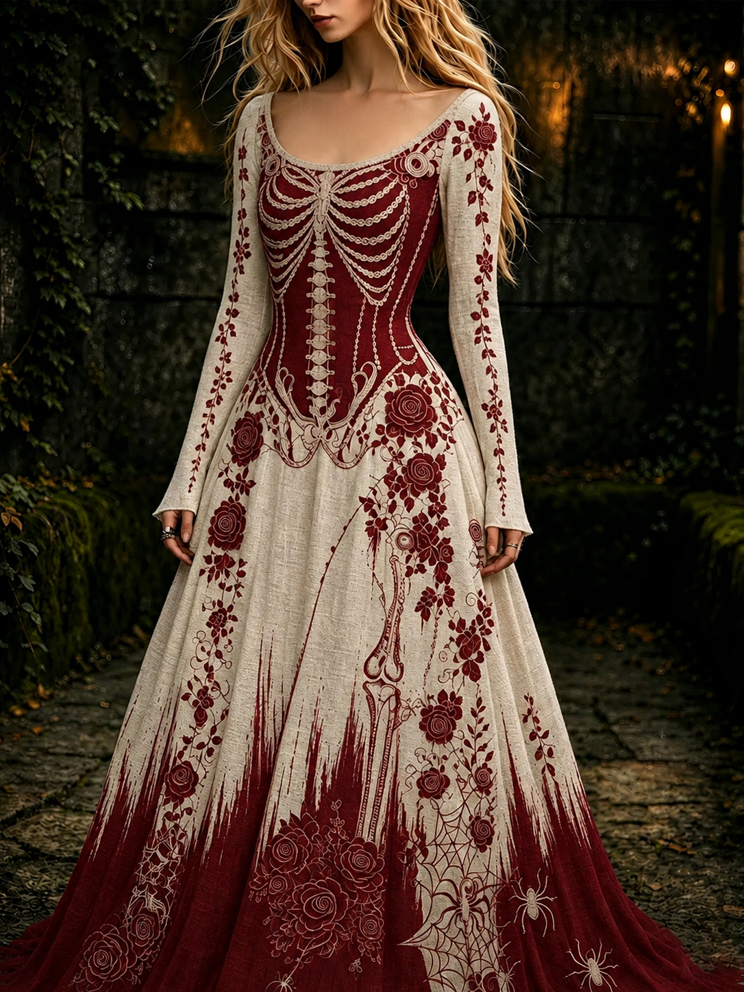 Women's Halloween Skeleton Printed Casual Dress