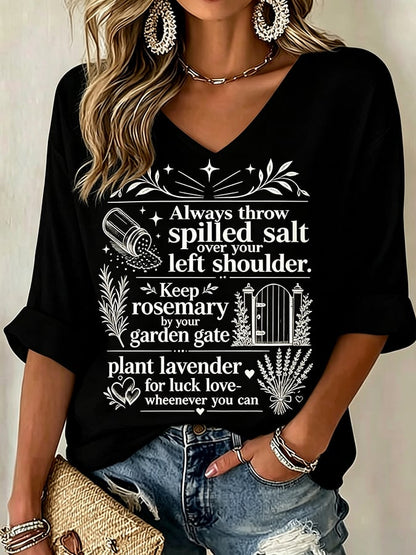 Women's Midnight Margaritas Print V Neck Top