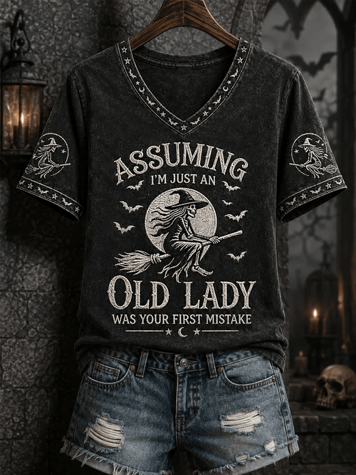 Women's Halloween Witch Printed T-shirt