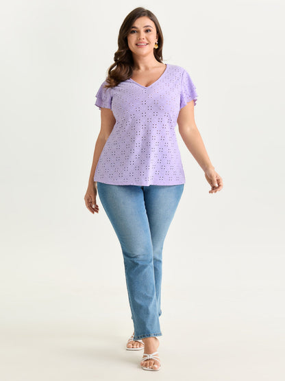 Layered Ruffled Sleeve V-Neck Knit Top