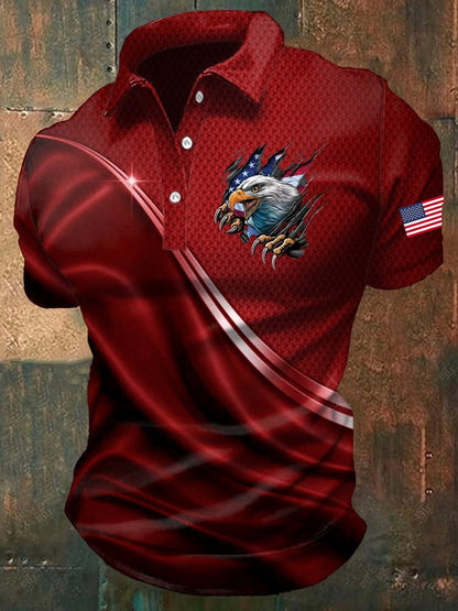 Men's America 250th Anniversary Print Casual Polo Shirt