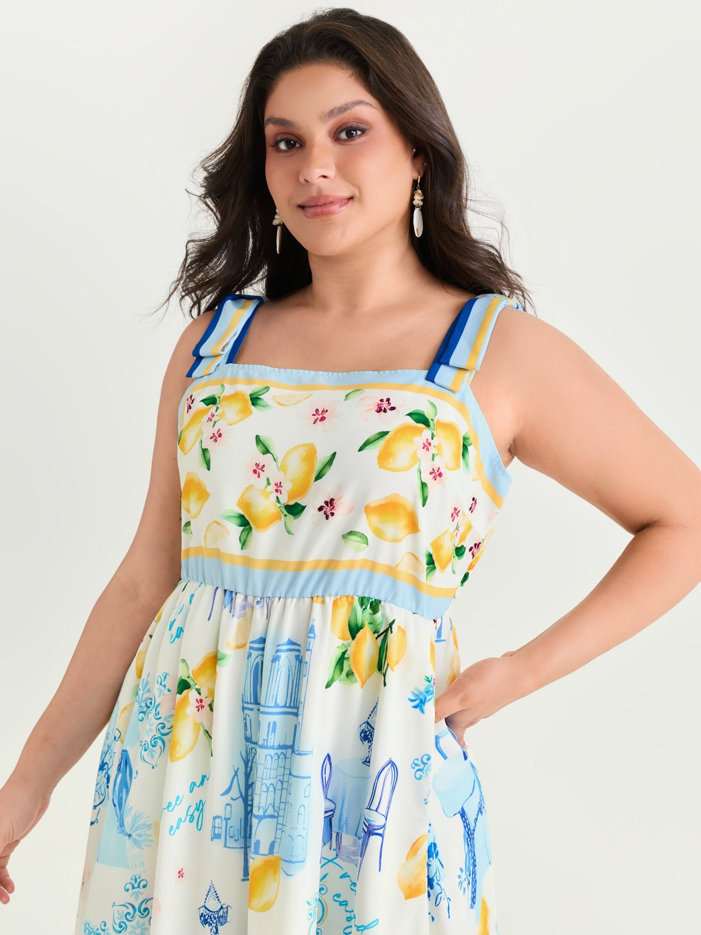 European Summer Print Pockets Maxi Dress