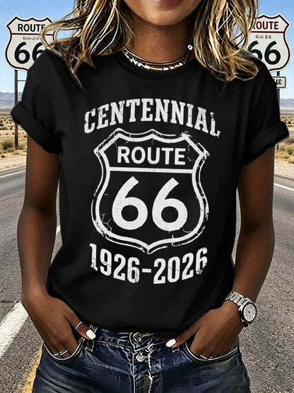 Women's Route 66 Centennial Print Casual T-shirt