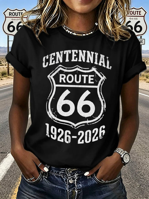Women's Route 66 Centennial Print Casual T-shirt