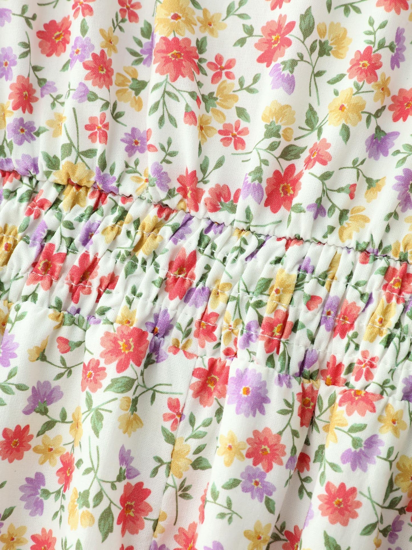 Pure Cotton Adjustable Neckline Floral Midi Dress