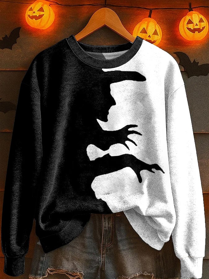 Women's Halloween Witch  Print Sweatshirt