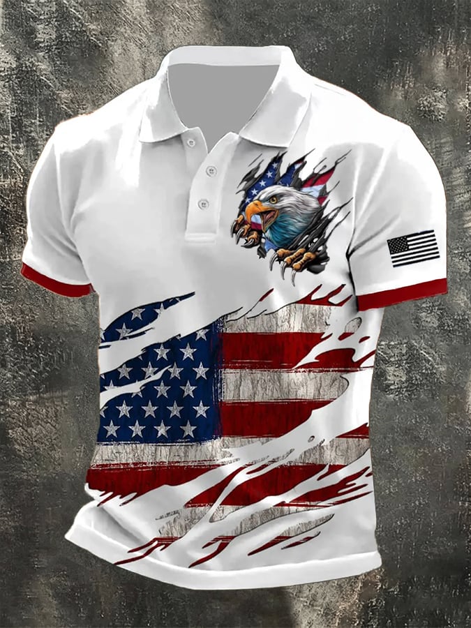 Men's America 250th Anniversary Print Casual Polo Shirt