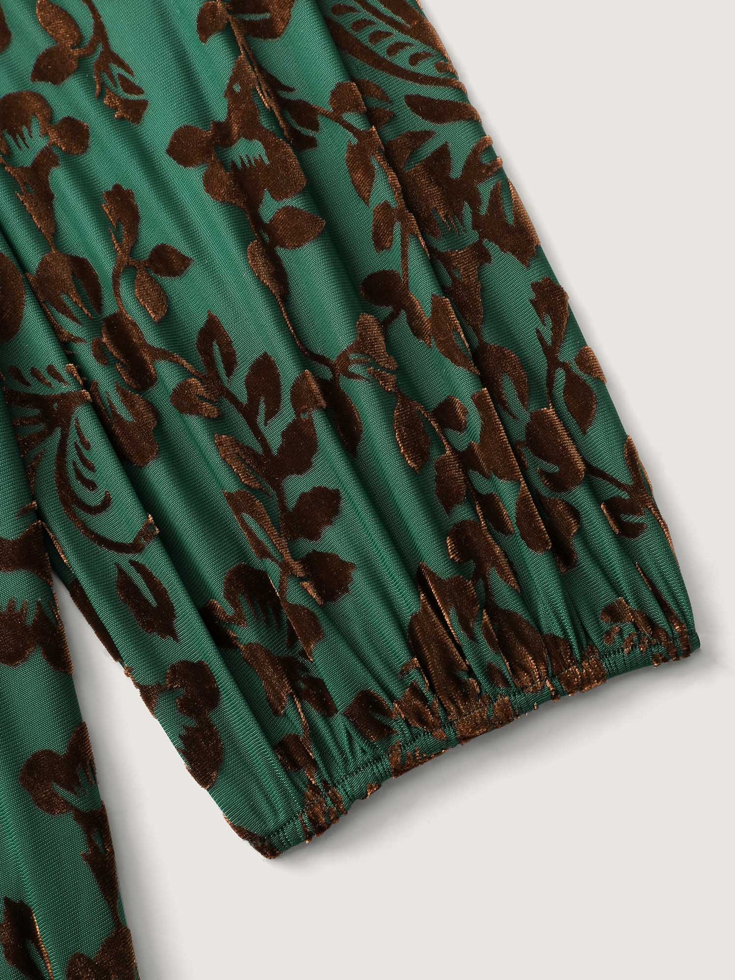 Laser-Cut Velvet Waist-Tie Maxi Dress