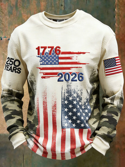 Men's American Independence 250th Anniversary Waffle Knit Long-Sleeve T-Shirt