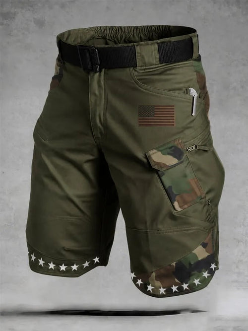 Men's Retro Patriotic Outdoor Multi-Pocket Functional Cargo Shorts