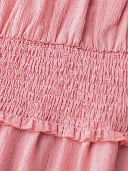 Shirred Waist Off-Shoulder Tiered Maxi Dress