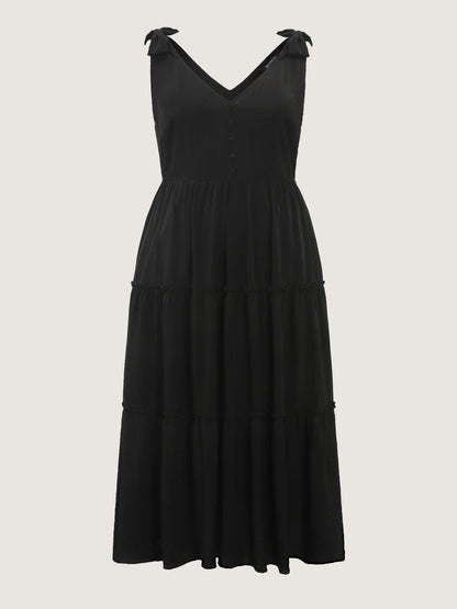 Classic Shoulder-Tie Tiered Maxi Dress