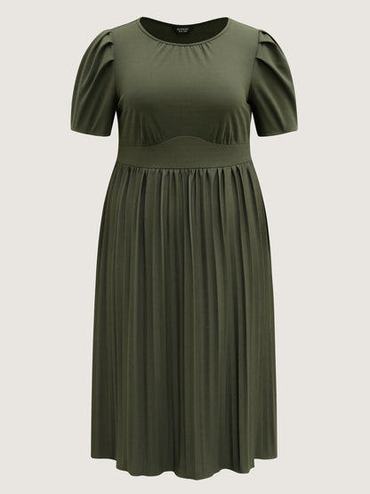 Pleated Skirt Triangular Waist Midi Dress