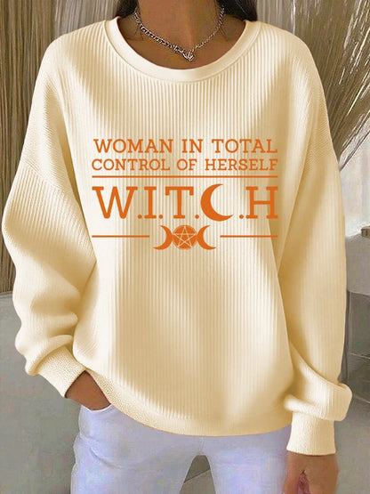 🔥HOT SALE🔥Women's Witch Women In Total Control Of Herself Print Round Neck Sweatshirt