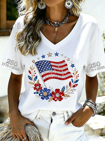 🔥Buy 3 Get 10% Off🔥Women's 250 Year Print Short Sleeve T-shirt