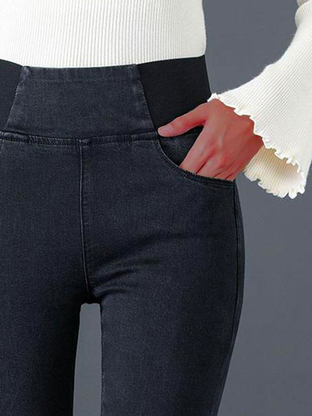 Weit Unifarben Denim Jeans