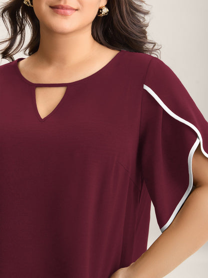 Color Contrast Petal Sleeve Shirt