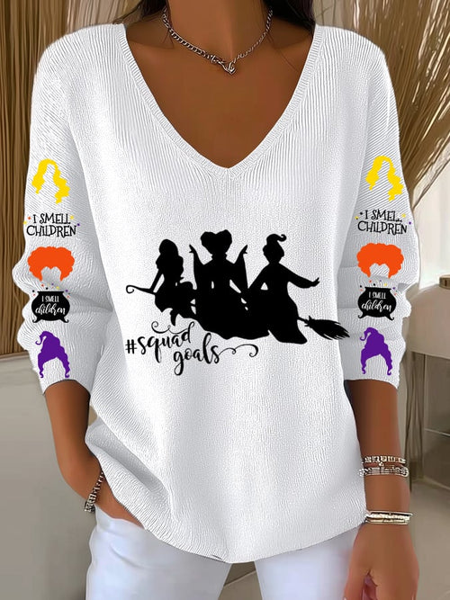 Women's Halloween Witch Print Long Sleeve Top