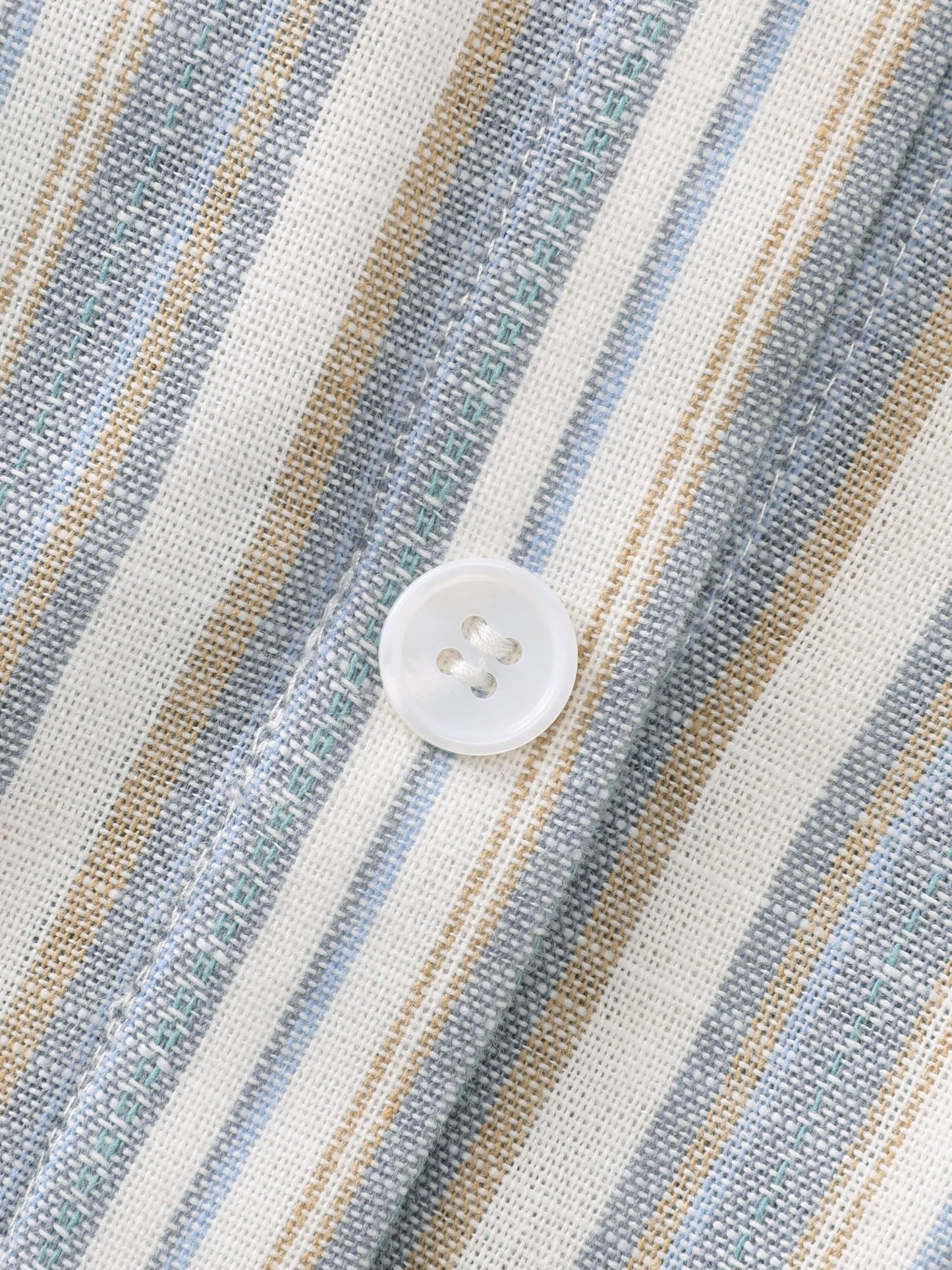 Cotton Linen Blend Striped Print Midi Dress