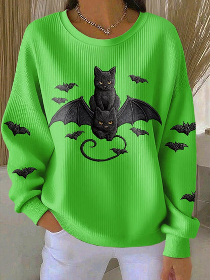 Women's Vintage Halloween Print Knit Long Sleeve Top