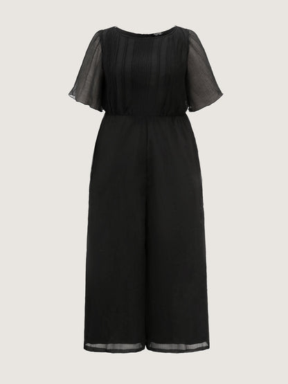 Sheer Textured Flowy Jumpsuit