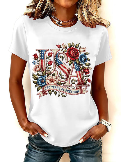 Women's 250th Anniversary Freedom Flower Art  Print   Shirt
