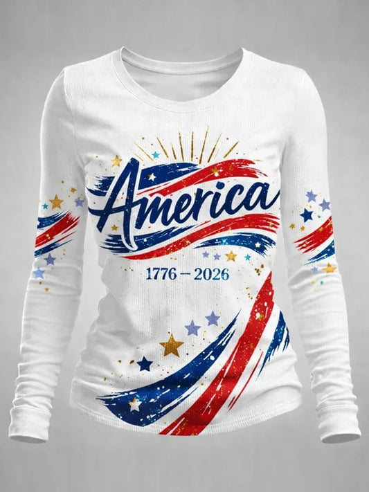 Women'S Casual American 250th Anniversary Print Sweatshirt