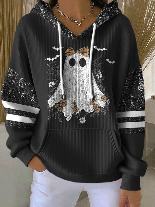 Women's  Vintage Halloween Ghost Print Casual Hoodie
