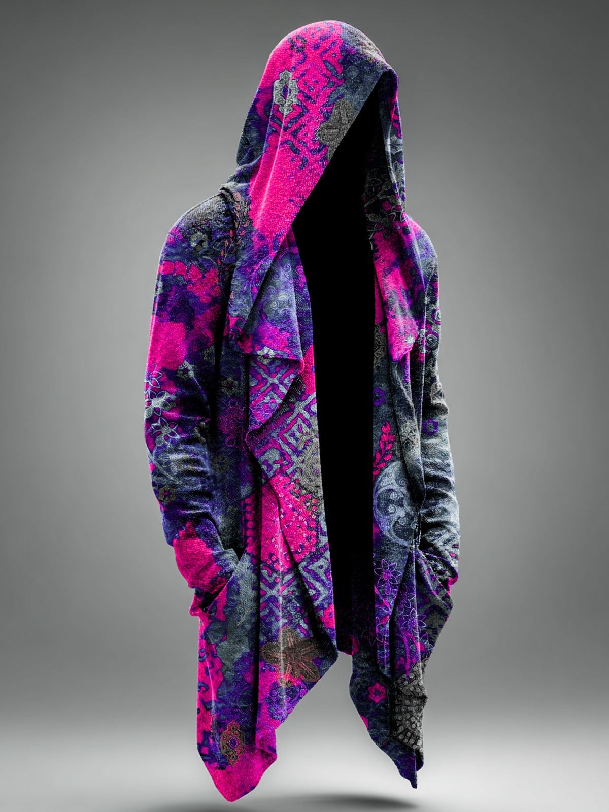 Vintage Abstrct Art Print Casual Hoodie Cardigan