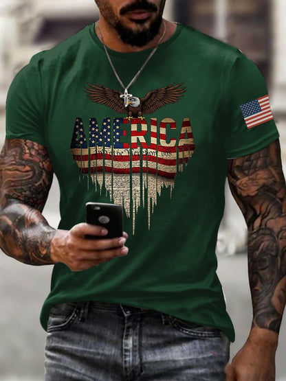 Men's Casual 250th Anniversary Commemorative National Flag T-shirt